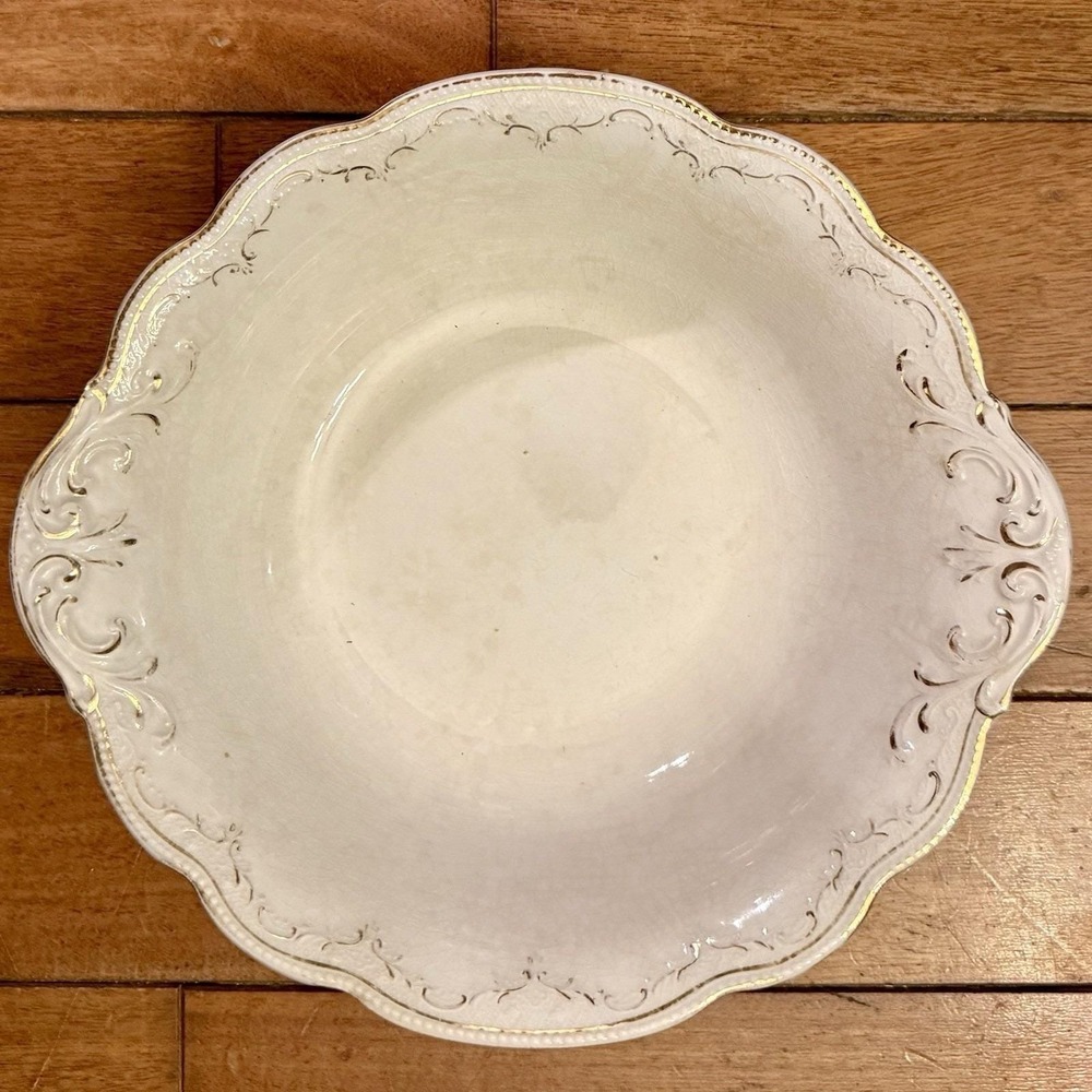 10pc VTG Antique W H Grindley White Scallop Gold China Serving Bowl Set England - Picture 3 of 10
